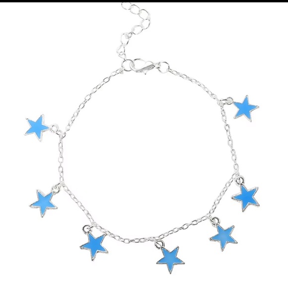 Fashion Jewelry Jewelry - Luminous Blue Pentagon Star Anklet.